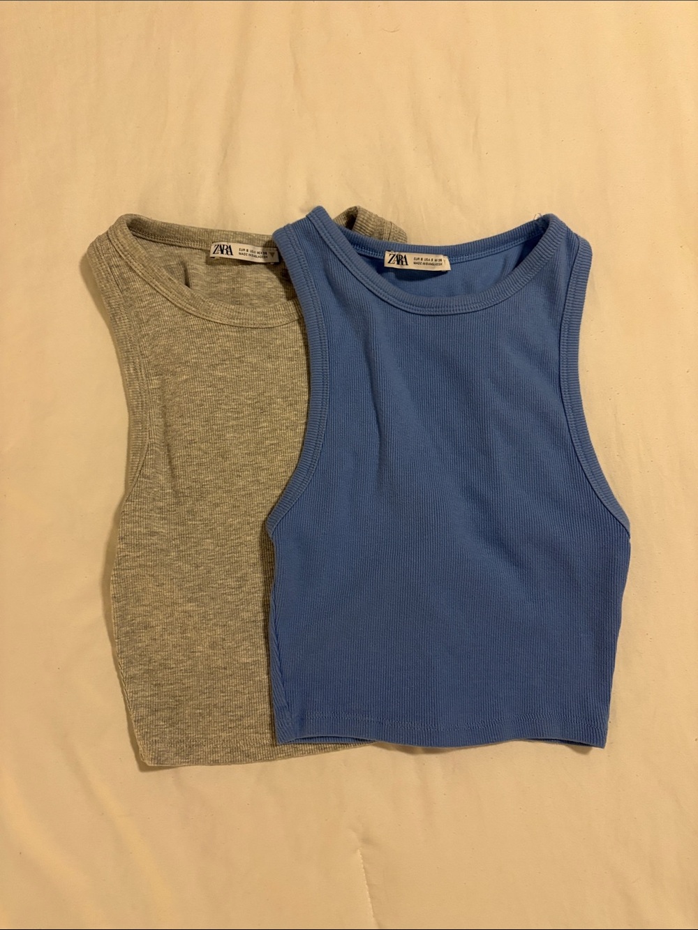 2 Zara Kids Blue and Gray Ribbed Tank Tops - 2 Pack